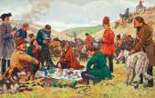 Евгений ЛАНСЕРЕ. Царская охота (Петр I на охоте, Охотники на привале) 1907 Евгений ЛАНСЕРЕ. Царская охота (Петр I на охоте, Охотники на привале) 1907