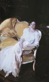 ХОАКИН СОРОЛЬЯ. КЛОТИЛЬДА, СИДЯЩАЯ НА ДИВАНЕ. 1910 ХОАКИН СОРОЛЬЯ. КЛОТИЛЬДА, СИДЯЩАЯ НА ДИВАНЕ. 1910