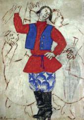 М.Ф. ЛАРИОНОВ. «ХОРОВОД». ЭСКИЗ КОСТЮМА К БАЛЕТУ «РУССКИЕ СКАЗКИ». 1916–1918 М.Ф. ЛАРИОНОВ. «ХОРОВОД». ЭСКИЗ КОСТЮМА К БАЛЕТУ «РУССКИЕ СКАЗКИ». 1916–1918