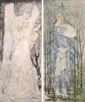 Н.С. Гончарова. Зима, Весна. Панно для особняка С.А. Кусевицкого. 1922 Н.С. Гончарова. Зима, Весна. Панно для особняка С.А. Кусевицкого. 1922