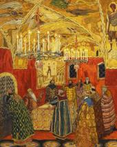 Грановитая палата. Эскиз декорации к опере М.П. Мусоргского «Борис Годунов» Мариинский театр, Санкт-Петербург, 1911. Фрагмент Грановитая палата. Эскиз декорации к опере М.П. Мусоргского «Борис Годунов»