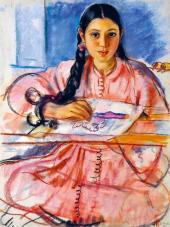 З.Е. Серебрякова. Девочка с пяльцами. Фес. 1932
