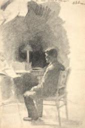 За этюдом. 1884. Лист из альбома