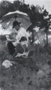 А.С.СТЕПАНОВ И.И.Левитан и С.П.Кувшинникова на этюдах. 1887 А.С.СТЕПАНОВ И.И.Левитан и С.П.Кувшинникова на этюдах. 1887