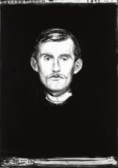 АВТОПОРТРЕТ С РУКОЙ СКЕЛЕТА. 1895. ЛИТОГРАФИЯ