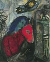 Марк Шагал. Автопортрет с часами. 1947